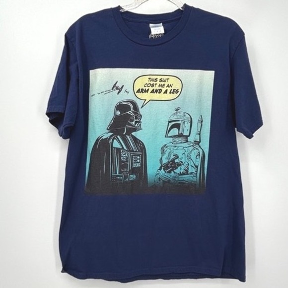 Port and Company Other - Star Wars Darth Vader Boba Fett Humor Graphic T-Shirt Navy Blue Mens Large